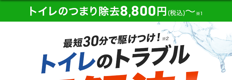トイレのつまり除去 8,800円(税込)~1
最短30分で駆けつけ!
*2
トイレのトラブル
即解決!
依頼件数
No.13
COCA